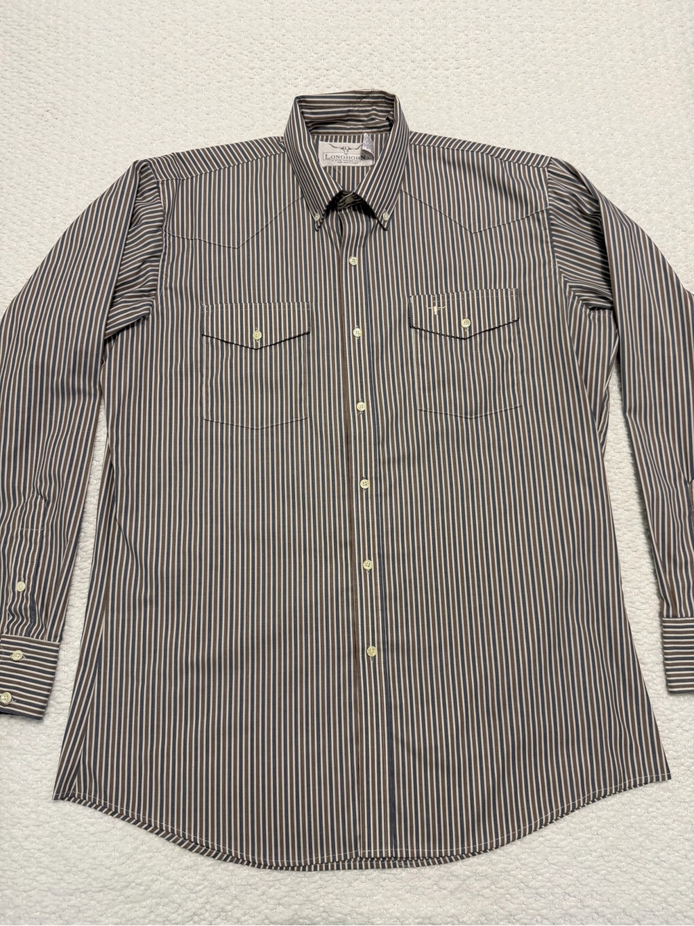 Longhorn Niver Western Wear Ranch Shirt Long Sleeve Men’s Size 16.5 x 34